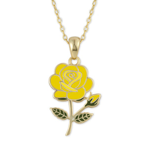 Yellow Rose Flower Necklace June Birth Month Flower