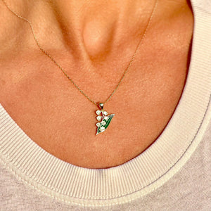 mint and lily birth flower necklace Lily of the Valley Necklace May Birth Month Flower Necklace