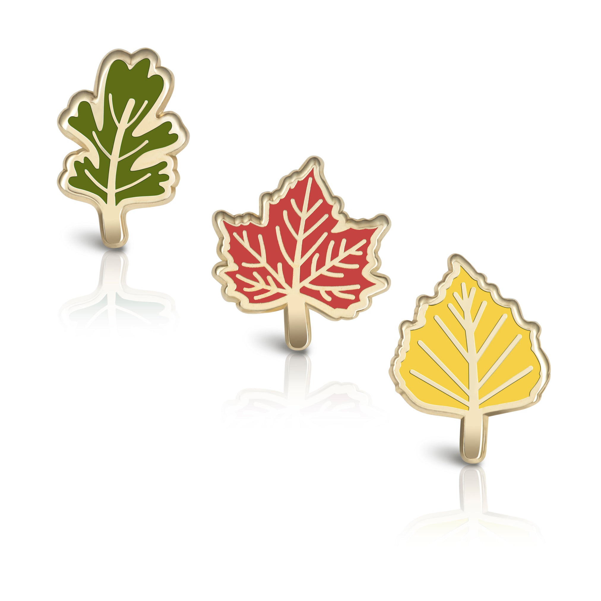 Mini Leaf Enamel Pin Set