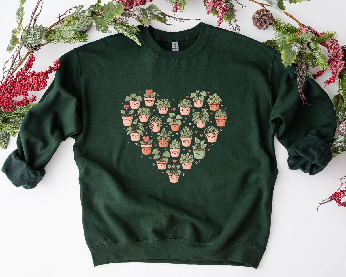 Potted Plants Heart Sweatshirt