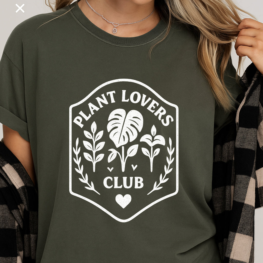 Plant Lovers Club T-Shirt – Botanical Graphic Tee for Gardeners, Plant Moms & Dads, Nature Lover Shirt, Gardening Gift