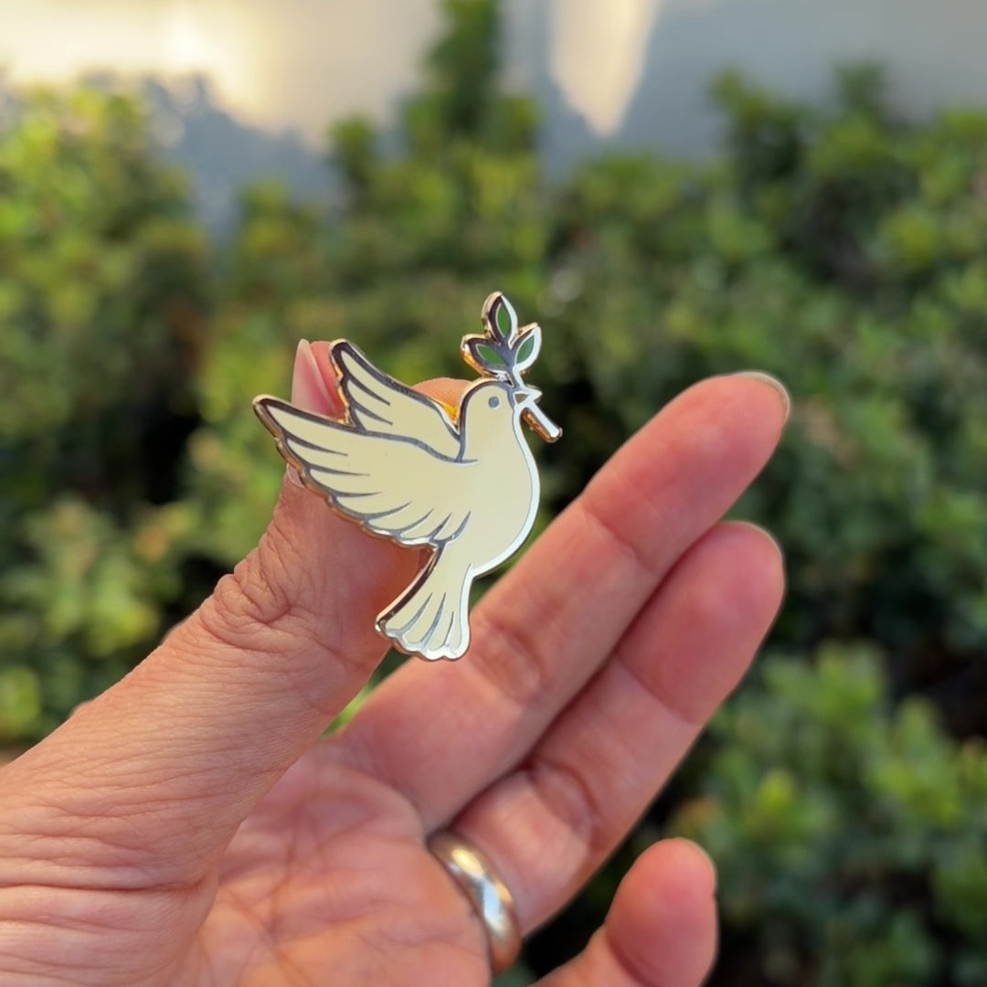Load video: Peace Dove Enamel Pin
