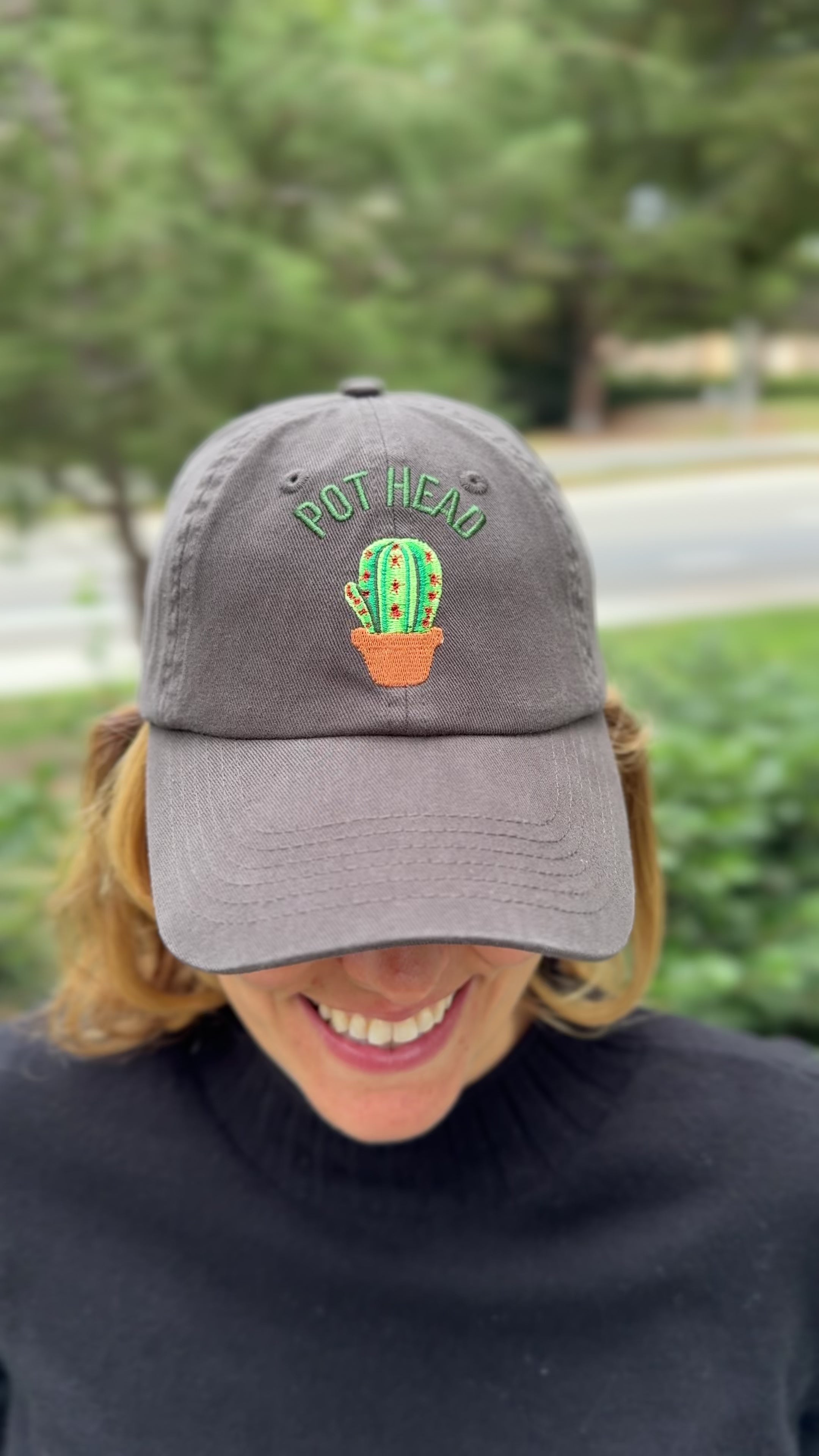 Pothead Cactus Hat – Funny Cactus Embroidered Cap, Nature-Inspired Succulent Lover’s Hat, Adjustable Green Thumb Gift