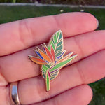 Load and play video in Gallery viewer, Bird of Paradise Enamel Pin – Tropical Flower Pin, Botanical Lapel Pin, Exotic Plant Gift, Nature Inspired Pin for Jacket or Bag
