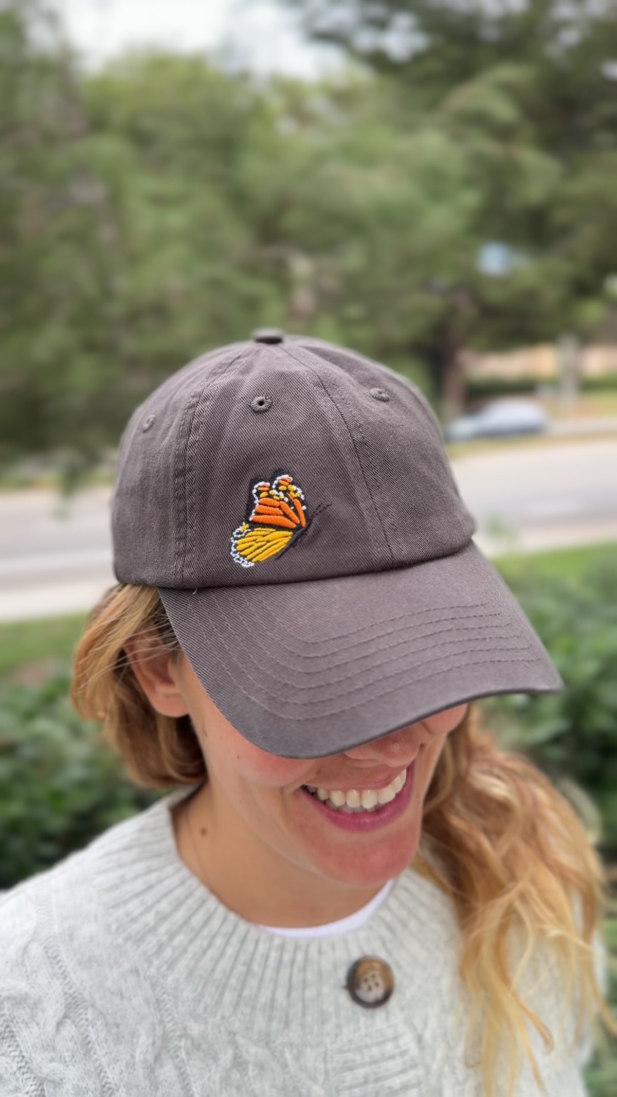 Load video: Butterfly Embroidered Hat