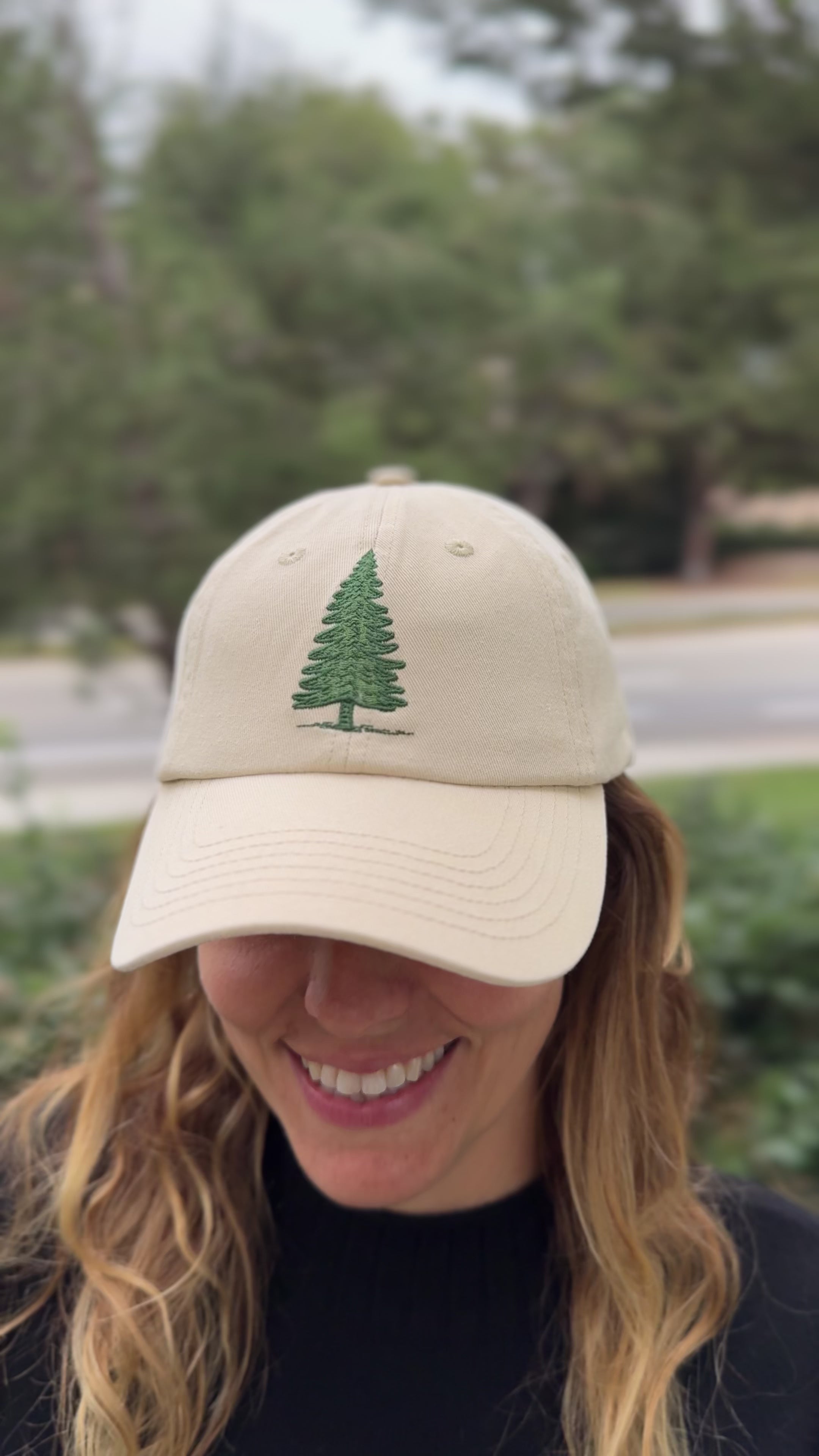 Evergreen Tree Embroidered Dad Hat – Nature Lover's Hiking Hat, Pine Tree Baseball Cap, Birthday Gift for He