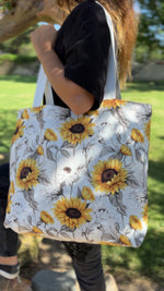 Load and play video in Gallery viewer, Sunflower Bliss Tote Bag: Carry the Sunshine Everywhere You Go
