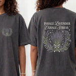 Load image into Gallery viewer, Inhale Lavender Exhale Stress Tee Comfort Colors Cottagecore Wellness Shirt
