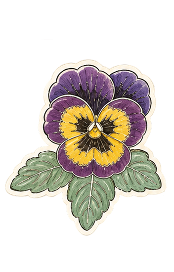 Illustrated purple pansy flower sticker