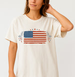 Load image into Gallery viewer, Vintage American Flag Floral T-Shirt Patriotic USA Tee, Fourth of July Shirt, Independence Day Outfit

