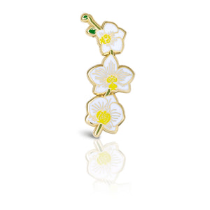 Orchid White Flower Enamel Pin | Wedding Lapel Pin