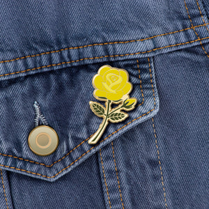Yellow Rose Flower Enamel Pin | June Birth Month Flower