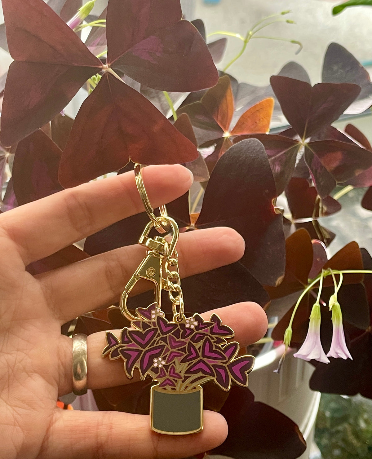 Oxalis Plant Keychain