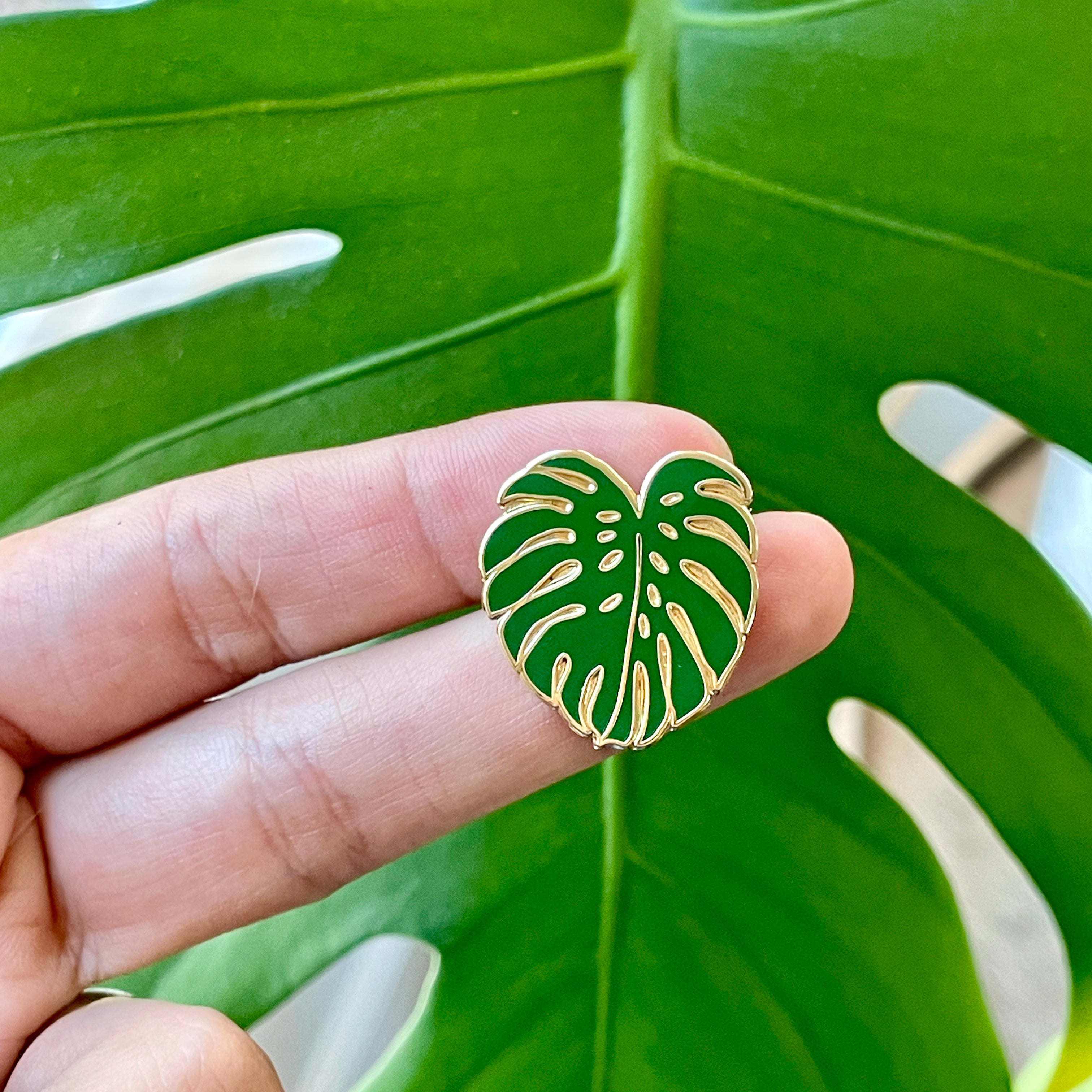 Plant Pins! Bloom Flourish Grow - Monstera Pot Enamel Badge Pin - (910