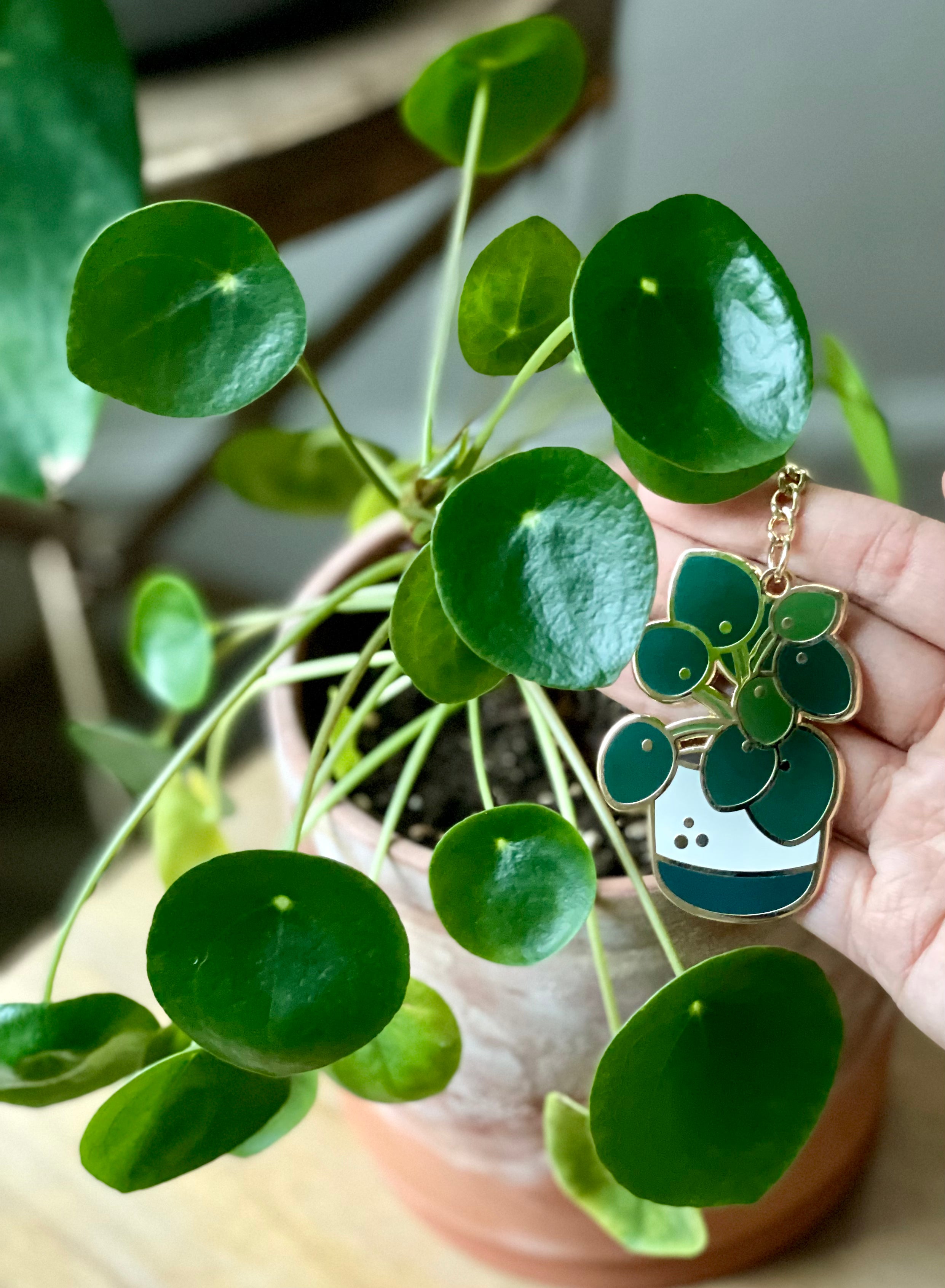Pilea Enamel Keychain