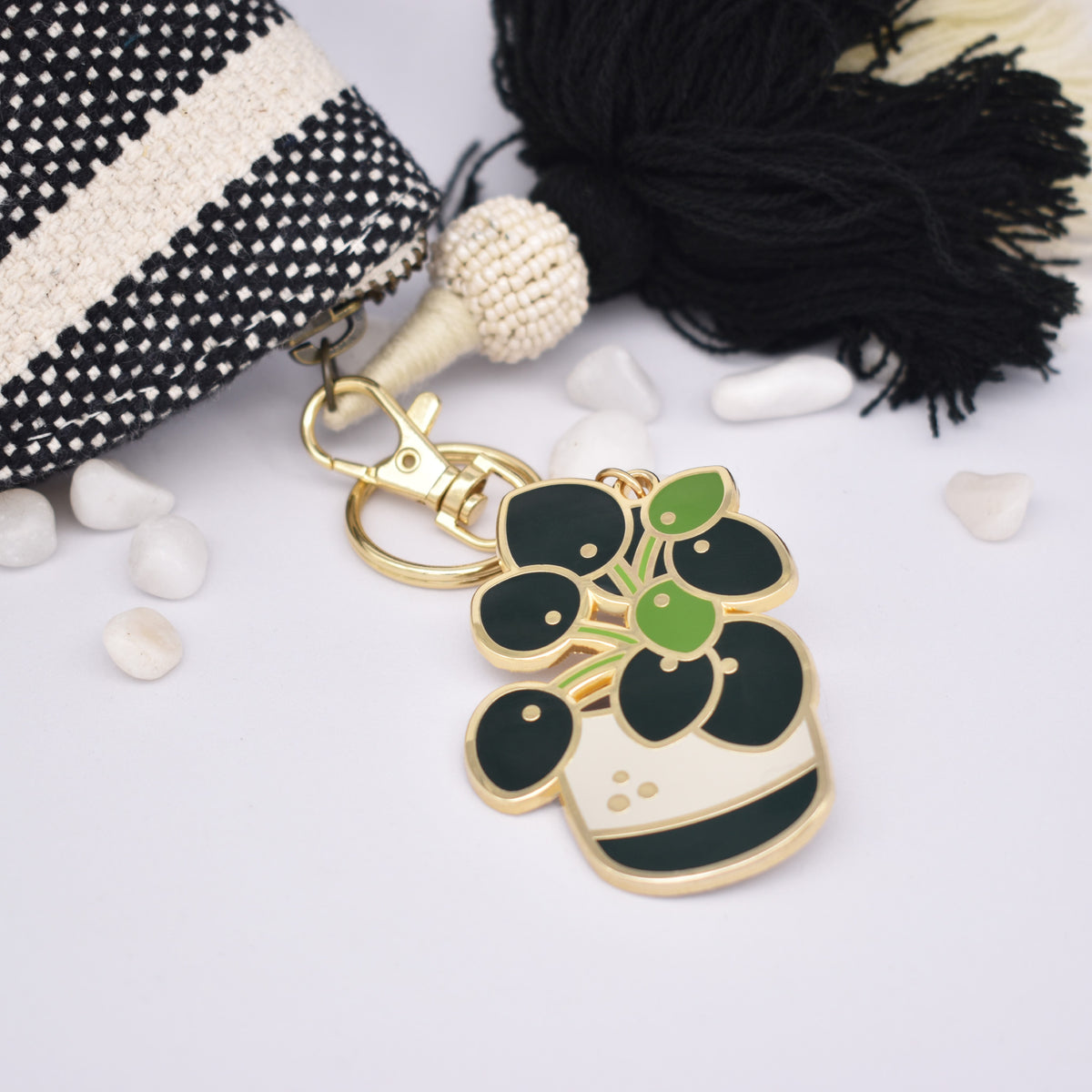 Pilea Enamel Keychain