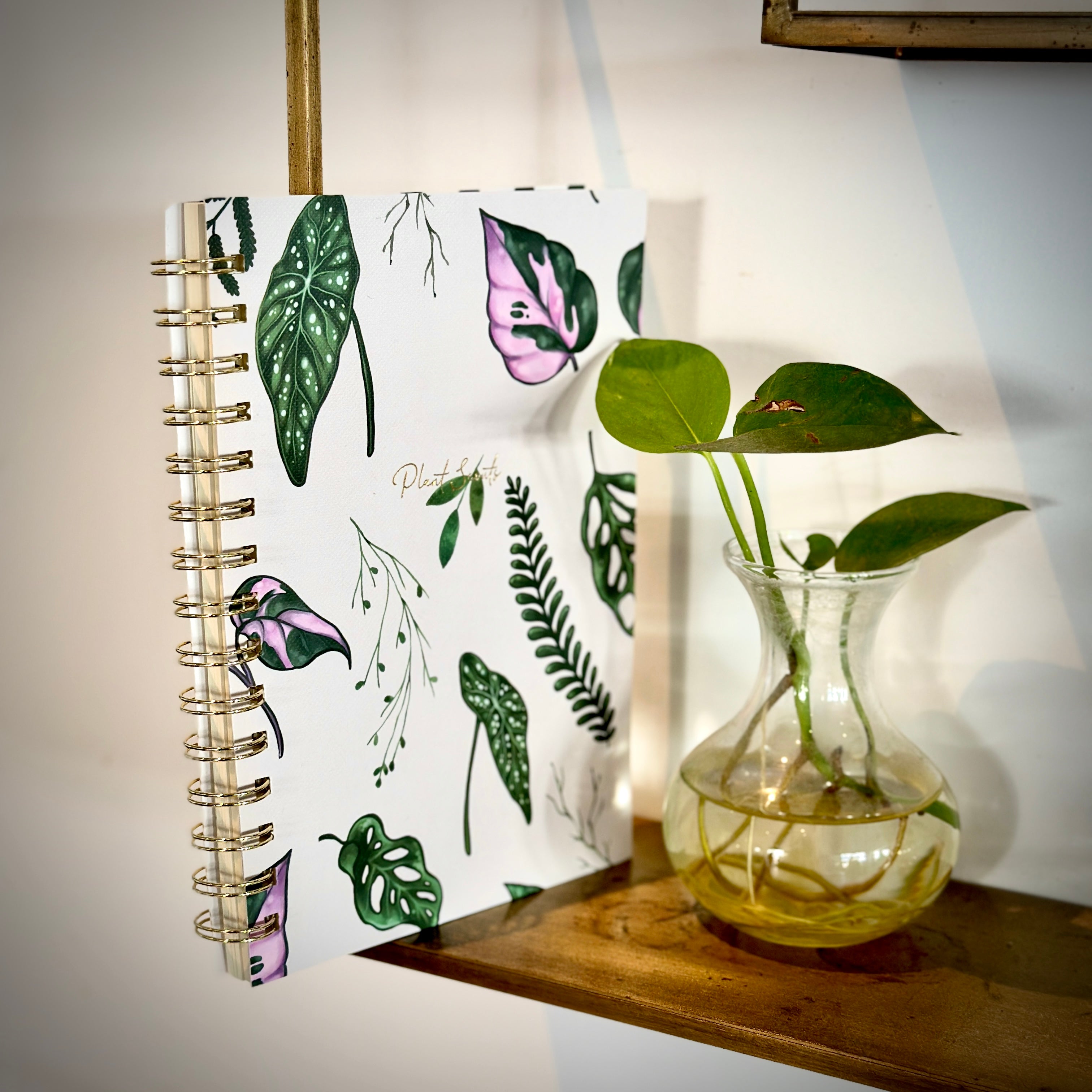 Spiral Lined Notebook - House Plants White